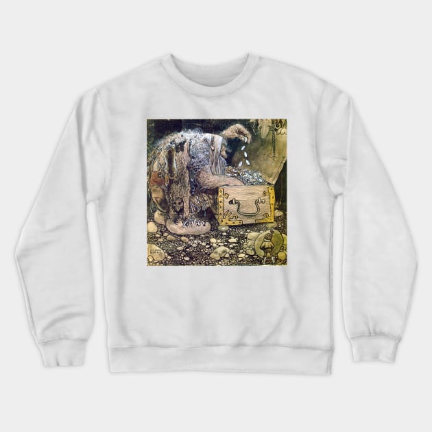 Troll with Treasure Chest - John Bauer Crewneck Sweatshirt by forgottenbeauty